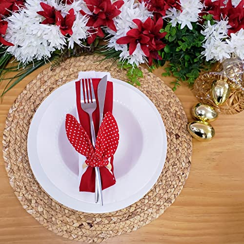 Maison Charlo | Anéis de Guardanapo Orelhas de Coelhinho, Conjunto de 4 | Decoração de Páscoa para Mesa (Poá Vermelho)