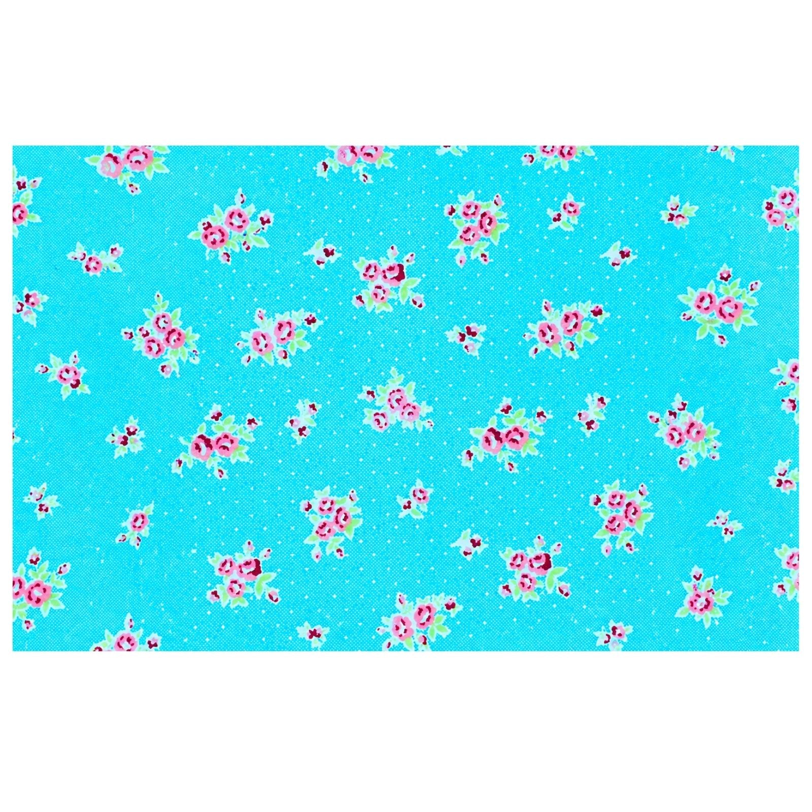 Charlo's Set of 4 Rectangular Placemats Spring Turquoise and Pink 18