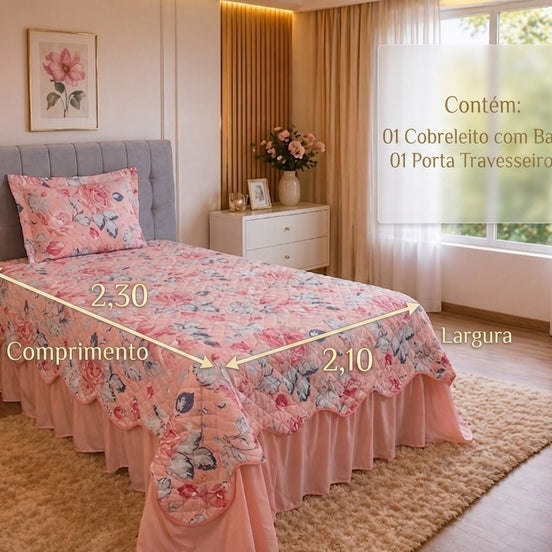 Maison Charlo Belize Single Bedspread Set – Blush Pink – 3 Pieces