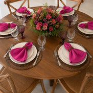 Charlo's Set of 4 Pink Fucsia 100% Cotton Solid Cloth Napkins 15