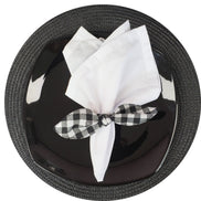 Maison Charlo | Conjunto com 6 Anéis de Guardanapo de Pano Xadrez Preto Ecológico, Natal, Páscoa, Dia dos Namorados, Dia das Mães