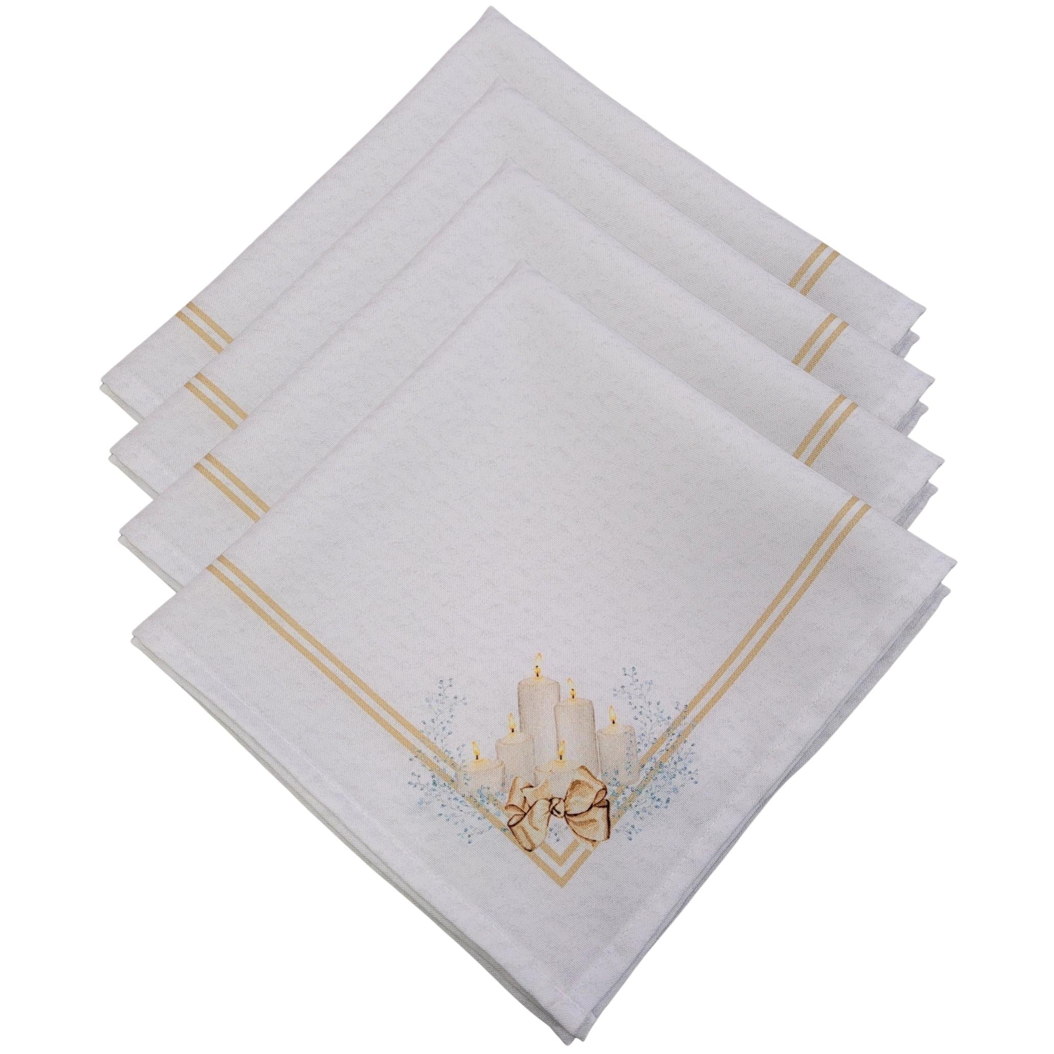 Charlo's Cloth Napkins Set of 4 Christmas Candles 16