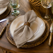 Charlo's Set of 4 Beige Dark 100% Cotton Solid Cloth Napkins 15