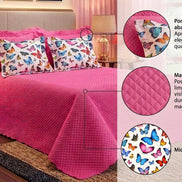 Maison Charlo Soft Florence Reversible Queen Bedspread Set – Pink – 5 Pieces