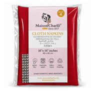 Maison Charlo Set of 4 Red Basic Cloth Napkins 16 × 16 in with Silver Stretchable Napkin Rings