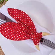 Maison Charlo | Anéis de Guardanapo Orelhas de Coelhinho, Conjunto de 4 | Decoração de Páscoa para Mesa (Poá Vermelho)