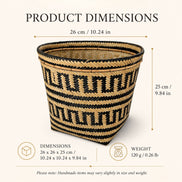 Brazilian Indigenous Art | Urutu Baniwa Basket – Serpentine Pattern – 10.24 in