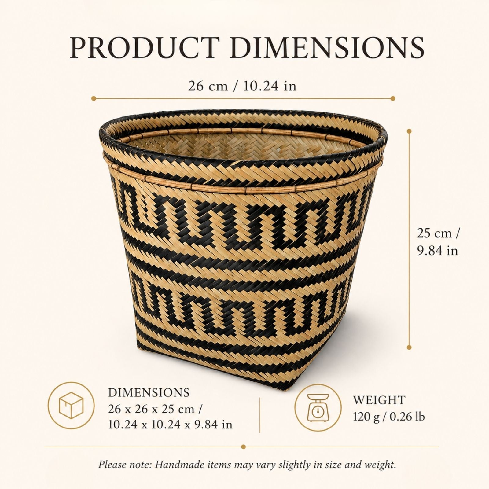 Brazilian Indigenous Art | Urutu Baniwa Basket – Serpentine Pattern – 10.24 in
