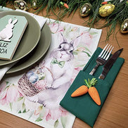 Charlo's Set of 4 Green Polka Dot Waterproof Rectangular Placemats Easter 17