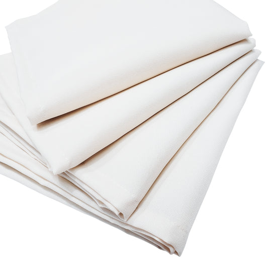 Charlo's Set of 4 Off White 100% Cotton Solid Cloth Napkins 15" by 15" Washable Reusable