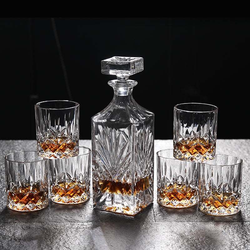 Lead-Free Crystal Glass Whiskey Glass Set 6pcs Creative Red Wine Glass Decanter Bottle