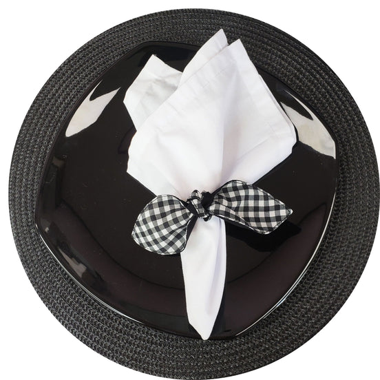 Maison Charlo | Conjunto de 6 Anéis de Guardanapo Pequenos, de Pano Xadrez Preto, Ecológicos, para Natal, Páscoa, Dia dos Namorados, Dia das Mães