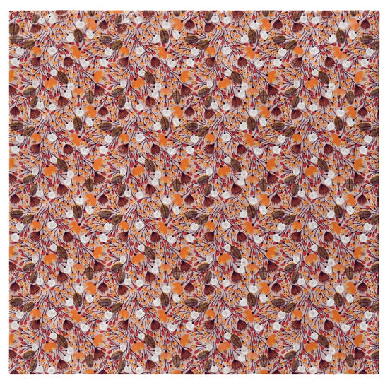 Charlo's Set of 4 Orange 100% Cotton Floral Cerrado Cloth Napkins 15" by 15"