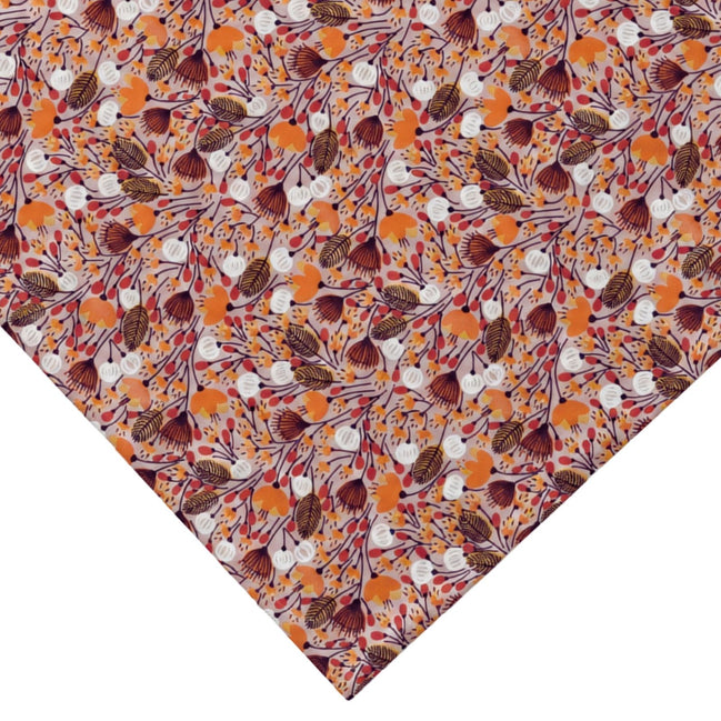 Charlo's Set of 4 Orange 100% Cotton Floral Cerrado Cloth Napkins 15" by 15"