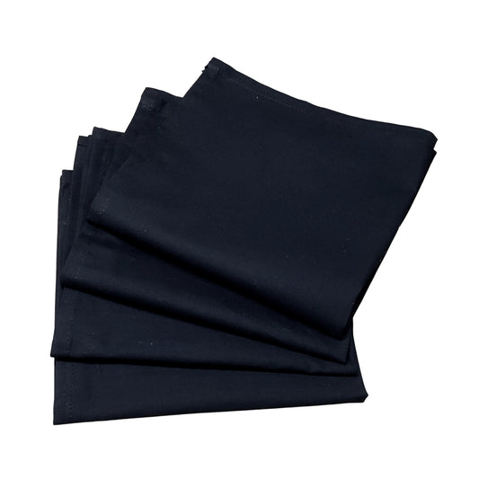 Charlo's Set of 4 100% Black Solid Cotton Cloth Napkins 15" by 15" Washable Reusable