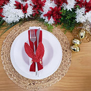 Maison Charlo | Anéis de Guardanapo Orelhas de Coelhinho, Conjunto de 4 | Decoração de Páscoa para Mesa (Poá Vermelho)