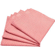 Charlo's Set of 4 Red Chevron 100% Cotton Cloth Napkins 15