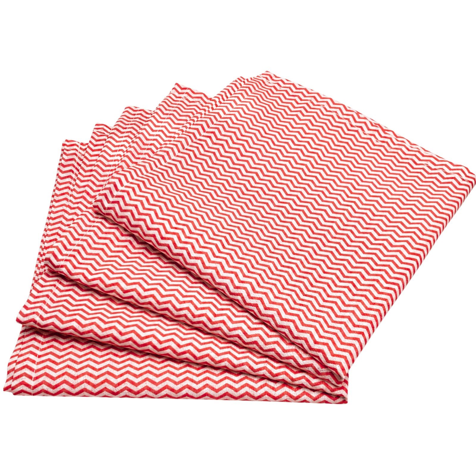 Charlo's Set of 4 Red Chevron 100% Cotton Cloth Napkins 15