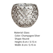 Champagne Silver Glass Candle Holder – Round Decorative Votive 3.15 in dia 3.15