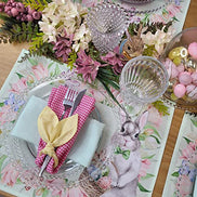 Charlo's Set of 4 Green Polka Dot Waterproof Rectangular Placemats Easter 17