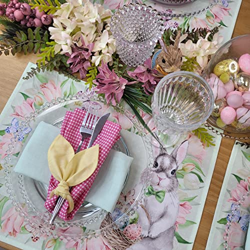 Charlo's Set of 4 Green Polka Dot Waterproof Rectangular Placemats Easter 17