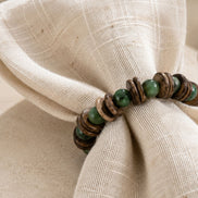 BIOJewelry Set of 2 Green Arguaçu Amazonian Napkin Rings – Babaçu Shells & Açaí Seeds