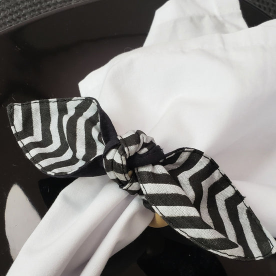 Maison Charlo | Conjunto de 6 Anéis de Guardanapo Chevron Pretos e Cinzentos, Ecológicos, para Natal, Páscoa, Dia dos Namorados, Dia das Mães