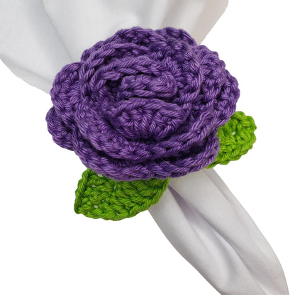 Charlo's Set of 4 Purple Crochet Rosebud Napkin Rings, High Quality Products, handmade, gifts