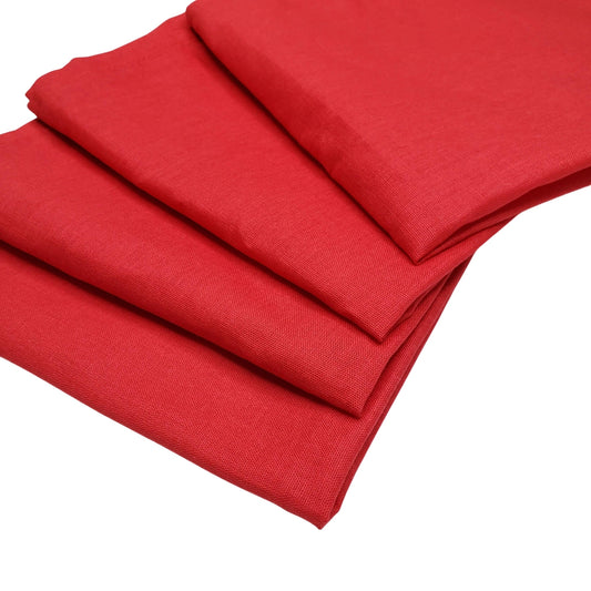 Charlo's Set of 4 Red 100% Cotton Solid Cloth Napkins 15" by 15" Washable Reusable