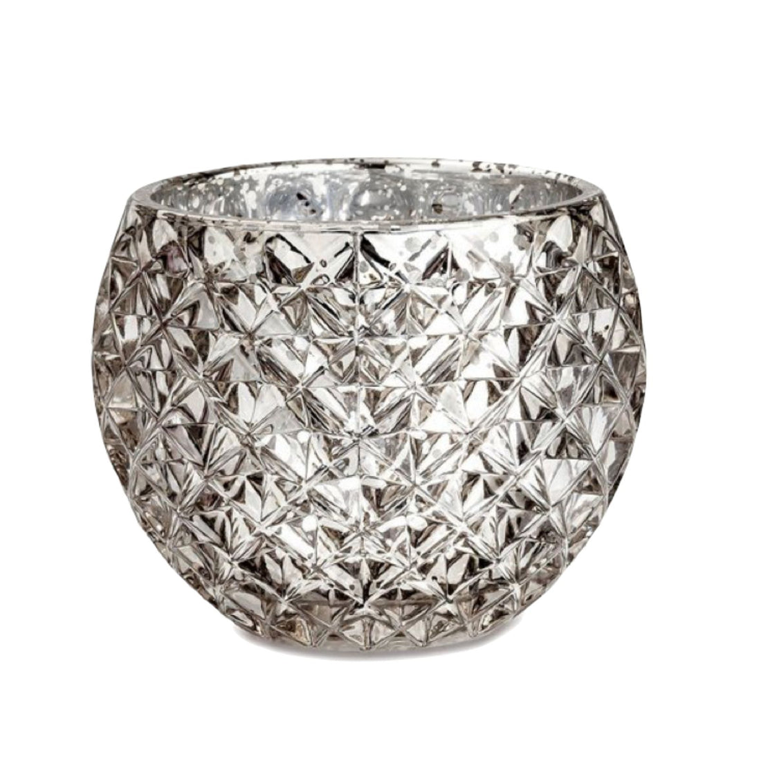 Champagne Silver Glass Candle Holder – Round Decorative Votive 3.15 in dia 3.15"h