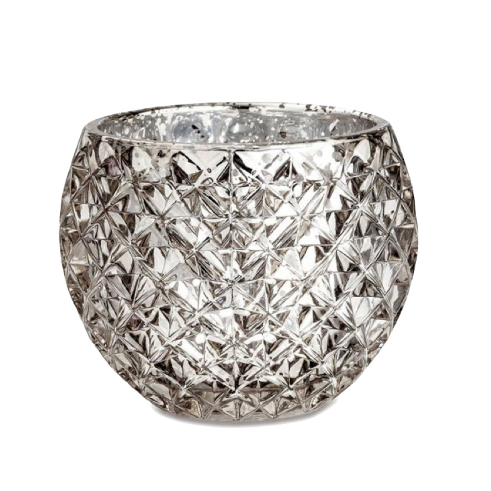 Champagne Silver Glass Candle Holder – Round Decorative Votive 3.15 in dia 3.15
