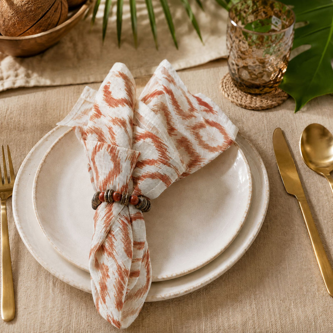 BIOJewelry Set of 2 Red Arguaçu Amazonian Napkin Rings – Babaçu Shells & Açaí Seeds (Copy)