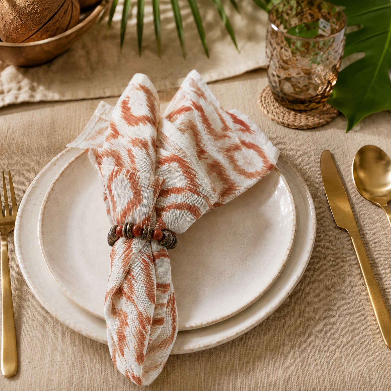 BIOJewelry Set of 2 Red Arguaçu Amazonian Napkin Rings – Babaçu Shells & Açaí Seeds (Copy)