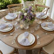 Charlo's Set of 4 Purple 100% Cotton Floral Cloth Napkins 15