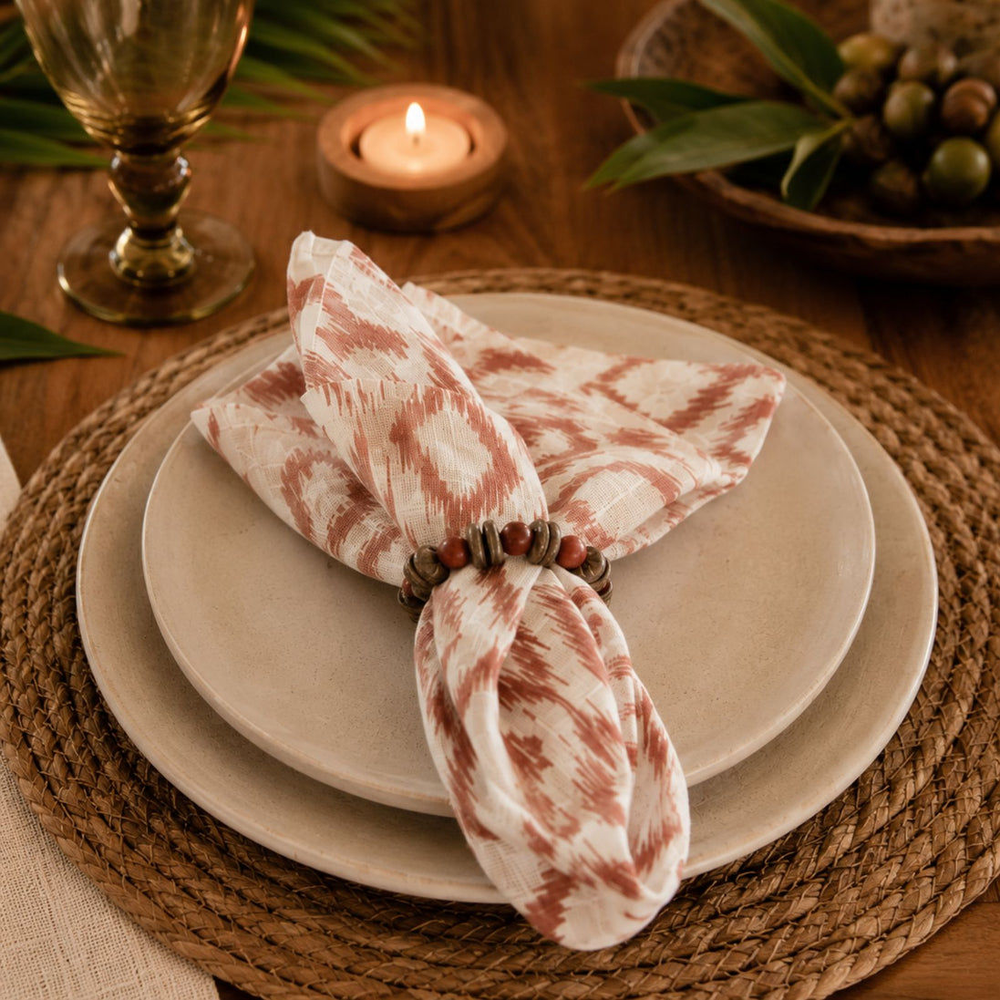 BIOJewelry Set of 2 Red Arguaçu Amazonian Napkin Rings – Babaçu Shells & Açaí Seeds (Copy)