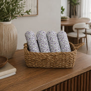 Charlo's Set of 4 Purple 100% Cotton Floral Cloth Napkins 15