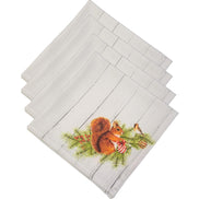 Charlo's Cloth Napkins Set of 4 Christmas Squirrel 16