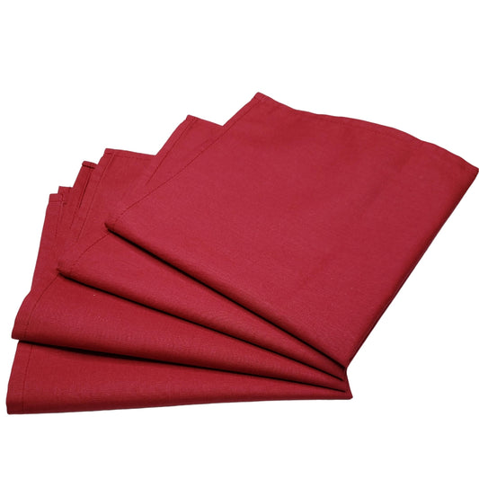Charlo's Set of 4 100% Red Christmas Solid Cotton Cloth Napkins 18" by 18" Washable Reusable