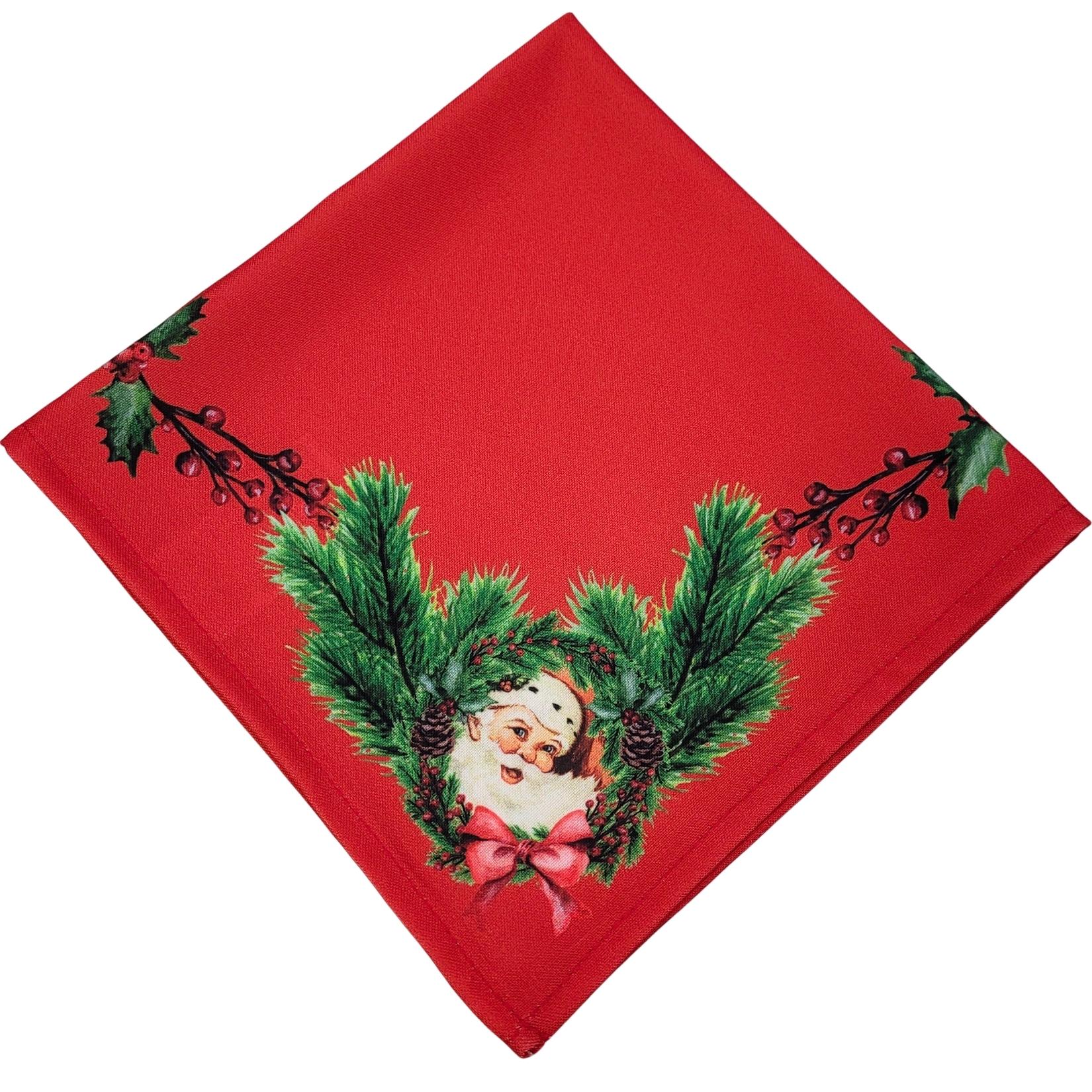 Charlo's Cloth Napkins Set of 4 Christmas Santa Claus 16