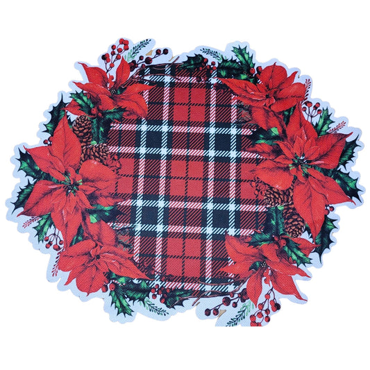 Maison Charlô - Set of 4 Waterproof Placemats Christmas Plaid Cloth - Red
