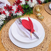 Maison Charlo | Anéis de Guardanapo Orelhas de Coelhinho, Conjunto de 4 | Decoração de Páscoa para Mesa (Poá Vermelho)