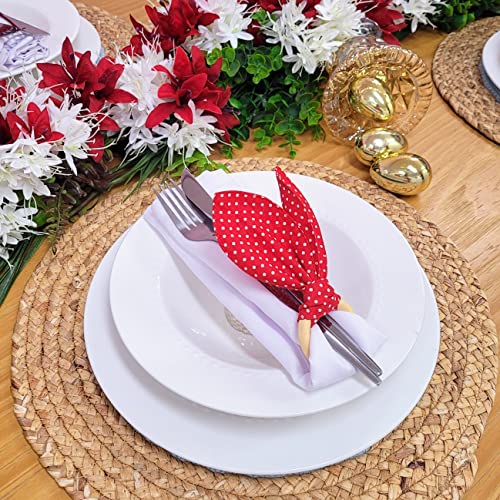 Maison Charlo | Anéis de Guardanapo Orelhas de Coelhinho, Conjunto de 4 | Decoração de Páscoa para Mesa (Poá Vermelho)