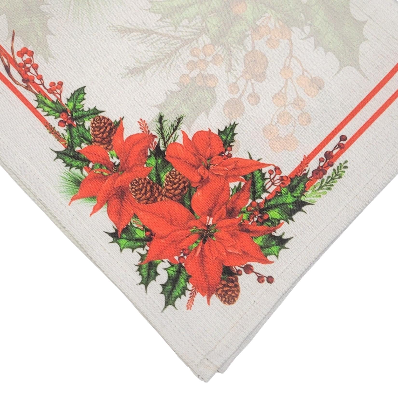 Charlo's Cloth Napkins Set of 4 Christmas Grey Flower 16