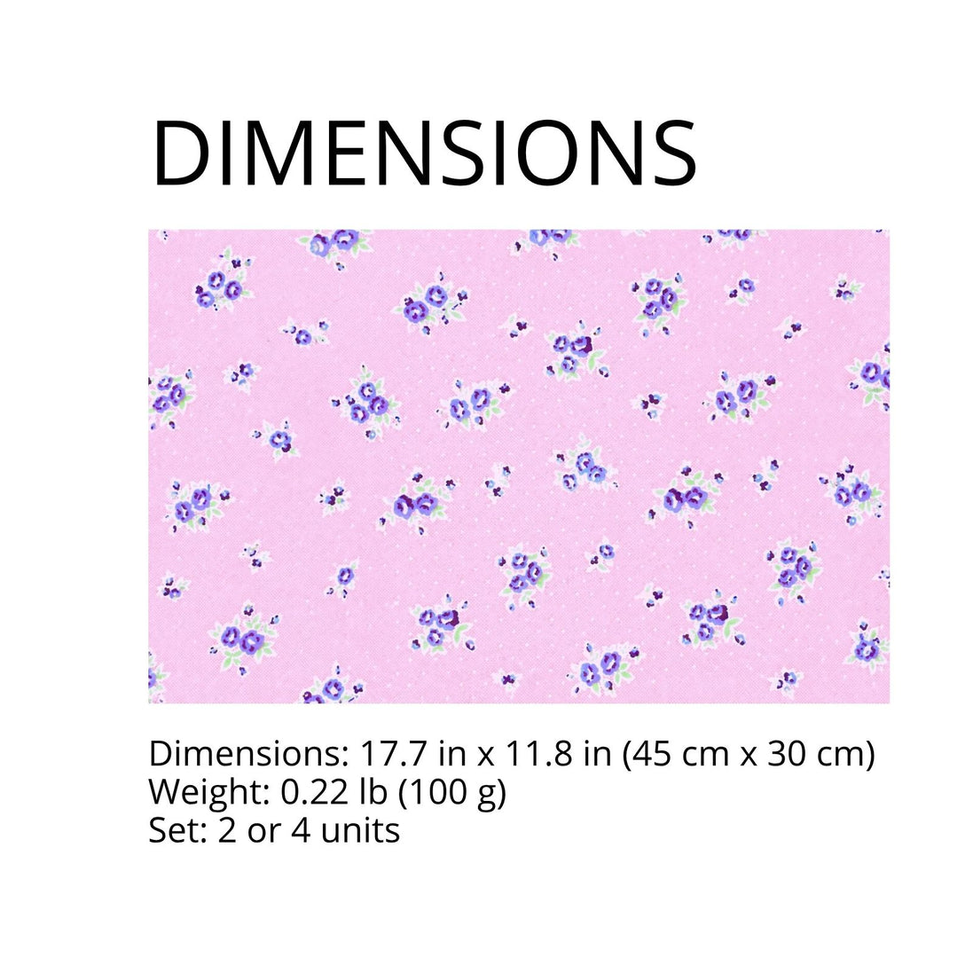 Charlo's Set of 4 Rectangular Placemats Spring Pink 18" x 12"