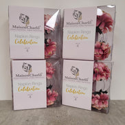 Anéis de guardanapo Charlo's conjunto de 4 unidades com pingente de crisântemo flor vermelho para decoração de mesa de jantar