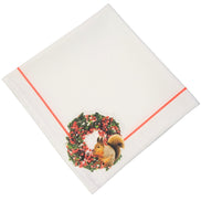 Charlo's Cloth Napkins Set of 4 Christmas Wreath with Squirrel 16
