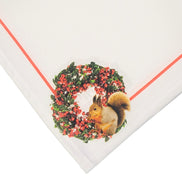 Charlo's Cloth Napkins Set of 4 Christmas Wreath with Squirrel 16