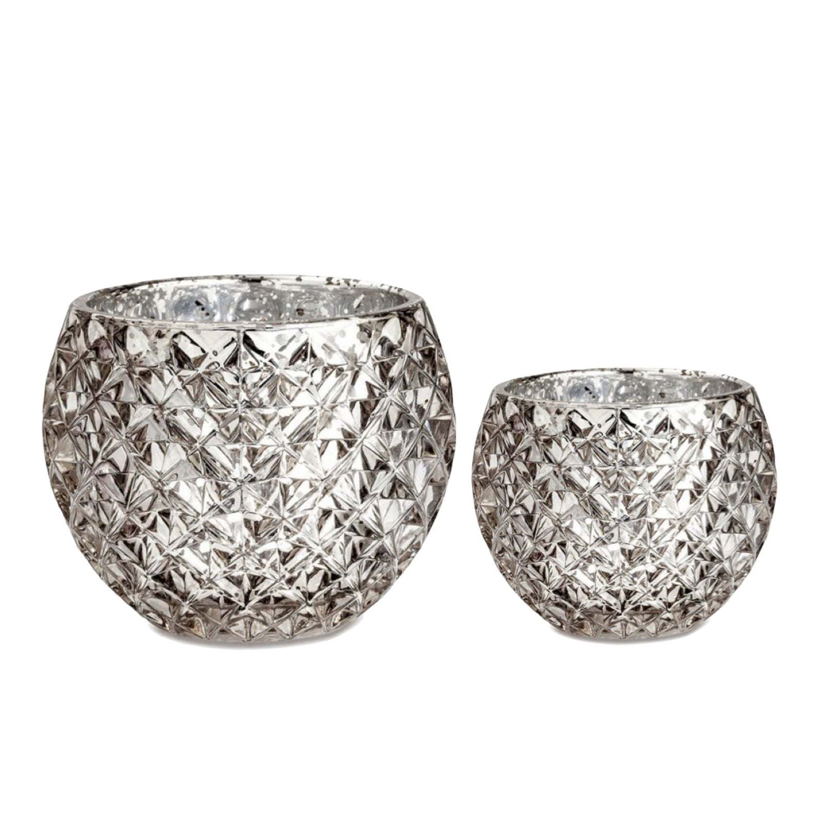 Champagne Silver Glass Candle Holder – Round Decorative Votive 3.15 in dia 2.36
