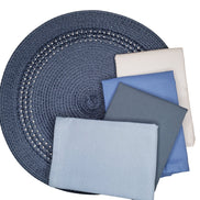 Charlo's Set of 4 Blue 100% Solid Cotton Cloth Napkins 15