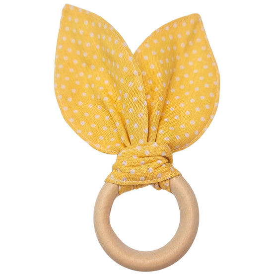 Maison Charlo | Jogo de 4 Anéis de Guardanapo Orelhas de Coelhinho Amarelo de Bolinhas | Decoração de Mesa de Jantar
